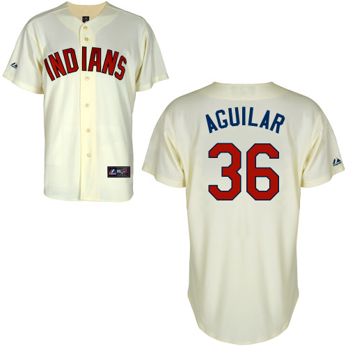 Jesus Aguilar #36 mlb Jersey-Cleveland Indians Women's Authentic Alternate 2 White Cool Base Baseball Jersey